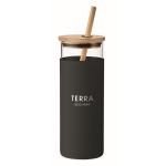 Verre de 450 ml avec housse en silicone et paille Crystal Straw couleur noir vue principale