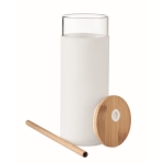 Verre de 450 ml avec housse en silicone et paille Crystal Straw couleur blanc deuxième vue