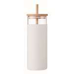 Verre de 450 ml avec housse en silicone et paille Crystal Straw couleur blanc quatrième vue