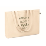 Sac toile recyclé, anses longues et soufflet 280 g/m2 Nature Respect couleur beige deuxième vue principale