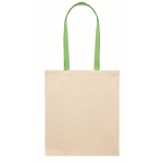 Sac en coton couleur naturelle avec longues anses colorées, 140 g/m² couleur vert lime