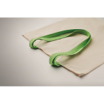 Sac en coton couleur naturelle avec longues anses colorées, 140 g/m² couleur vert lime vue latérale