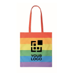 Tote bag personnalisé pas cher en arc-en-ciel 200 g/m2 Rainbow vue avec zone d'impression