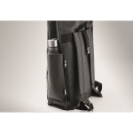 Sac à dos en polyester avec fermeture Roll Top RPET couleur noir deuxième vue photographique