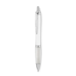 Stylo personnalisé avec bouton poussoir recyclé Encre Bleue Color RPET couleur blanc