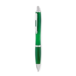 Stylo personnalisé avec bouton poussoir recyclé Encre Bleue Color RPET couleur vert