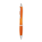 Stylo personnalisé avec bouton poussoir recyclé Encre Bleue Color RPET couleur orange