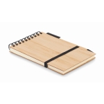 Carnet personnalisé avec stylo A6 avec des pages lignées Bamboo Light couleur noir