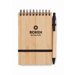 Carnet personnalisé avec stylo A6 avec des pages lignées Bamboo Light couleur noir deuxième vue principale