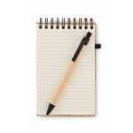Carnet personnalisé avec stylo A6 avec des pages lignées Bamboo Light couleur noir troisième vue