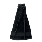 Serviette de golf en coton avec anneau de fixation 350 g/m2 Sport Pro couleur noir