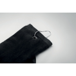 Serviette de golf en coton avec anneau de fixation 350 g/m2 Sport Pro couleur noir