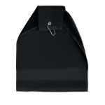 Serviette de golf en coton avec anneau de fixation 350 g/m2 Sport Pro couleur noir