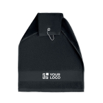 Serviette de golf en coton avec anneau de fixation 350 g/m2 Sport Pro couleur noir vue avec zone d'impression