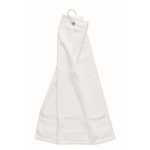 Serviette de golf en coton avec anneau de fixation 350 g/m2 Sport Pro couleur blanc