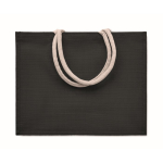 Sac caabas personnalisé ou de plage avec poignées courtes Jute Ibiza couleur noir deuxième vue