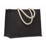 Sac caabas personnalisé ou de plage avec poignées courtes Jute Ibiza couleur noir troisième vue