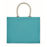 Sac caabas personnalisé ou de plage avec poignées courtes Jute Ibiza couleur turquoise