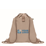 Sac à dos à cordons en coton recyclé 220 g/m2 Cotton Eco couleur sable vue avec zone d'impression