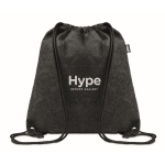 Sac à dos à cordons en feutre rPET avec cordes en polyester City RPET couleur gris foncé vue principale