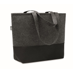 Sac cabas publicitaire en feutre RPET avec base colorée Duo City RPET couleur gris foncé