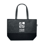 Sac cabas publicitaire en feutre RPET avec base colorée Duo City RPET vue avec zone d'impression