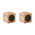 Lot de 2 enceintes sans fil avec boîtier en bambou Double Set couleur bois