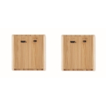Lot de 2 enceintes sans fil avec boîtier en bambou Double Set couleur bois