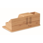 Organiseur de table en bambou avec chargeur et support mobile Bamboo couleur bois troisième vue