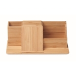 Organiseur de table en bambou avec chargeur et support mobile Bamboo couleur bois cinquième vue