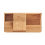 Organiseur de table en bambou avec chargeur et support mobile Bamboo couleur bois neuvième vue