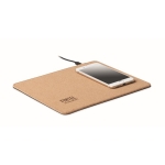 Tapis de souris en liège avec chargeur sans fil publicitaire en liège couleur beige deuxième vue principale