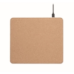 Tapis de souris en liège avec chargeur sans fil publicitaire en liège couleur beige troisième vue
