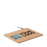 Tapis de souris en liège avec chargeur sans fil publicitaire en liège couleur beige vue avec zone d'impression