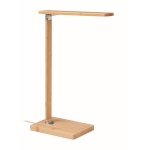Lampe de table pliable avec LED et chargeur en bambou Wireless couleur bois