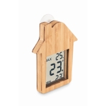 Station météorologique bambou en forme de maison avec ventouse Home couleur bois