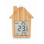 Station météorologique bambou en forme de maison avec ventouse Home couleur bois deuxième vue