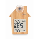 Station météorologique bambou en forme de maison avec ventouse Home couleur bois troisième vue