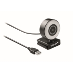 Webcam personnalisée avec microphone et anneau lumineux Telework couleur noir vue principale
