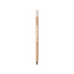 Crayon stylo ''infini'' en bambou avec gomme sans encre Bamboo Eraser couleur bois vue avec zone d'impression