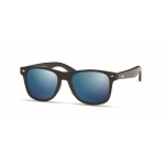 Lunettes de soleil avec verres miroir branches en bambou Bamboo Mirror couleur bleu