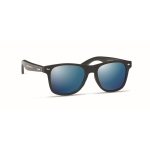 Lunettes de soleil avec verres miroir branches en bambou Bamboo Mirror couleur bleu vue principale