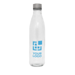 Bouteilles en verre personnalisées grandes et transparentes 1 L H2O avec zone d'impression