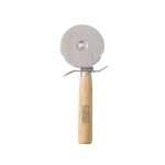 Coupe-pizza en bois et acier inoxydable avec le logo gravé Bamboo couleur bois