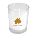 Bougie au jasmin avec récipient en verre et couvercle en liège cork couleur transparent image avec logo