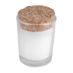 Bougie au jasmin avec récipient en verre et couvercle en liège cork couleur transparent