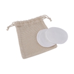 Lot de 2 disques démaquillants dans un sachet avec le logo Clean couleur beige