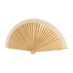 Eventail publicitaire en bois naturel verni 23 cm Romantic couleur bois image avec logo