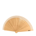 Eventail en bois naturel verni 23 cm pour personnalisation couleur bois avec zone d'impression