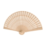 Éventail promotionnel en bois avec motifs ornementaux Darling couleur bois
